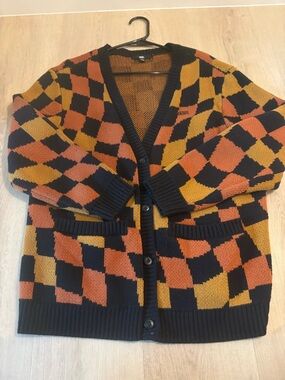 Vans Women’s Oversized Cardigan Sweater - Black, Rust, Mustard